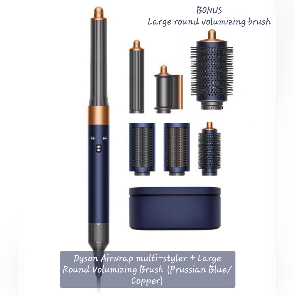 Dyson Airwrap multi-styler + Large Round Volumizing Brush (Prussian Blue/Copper)